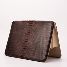 Load image into Gallery viewer, The Varese Brown Hand-Painted Python Leather 14” Laptop Portfolio