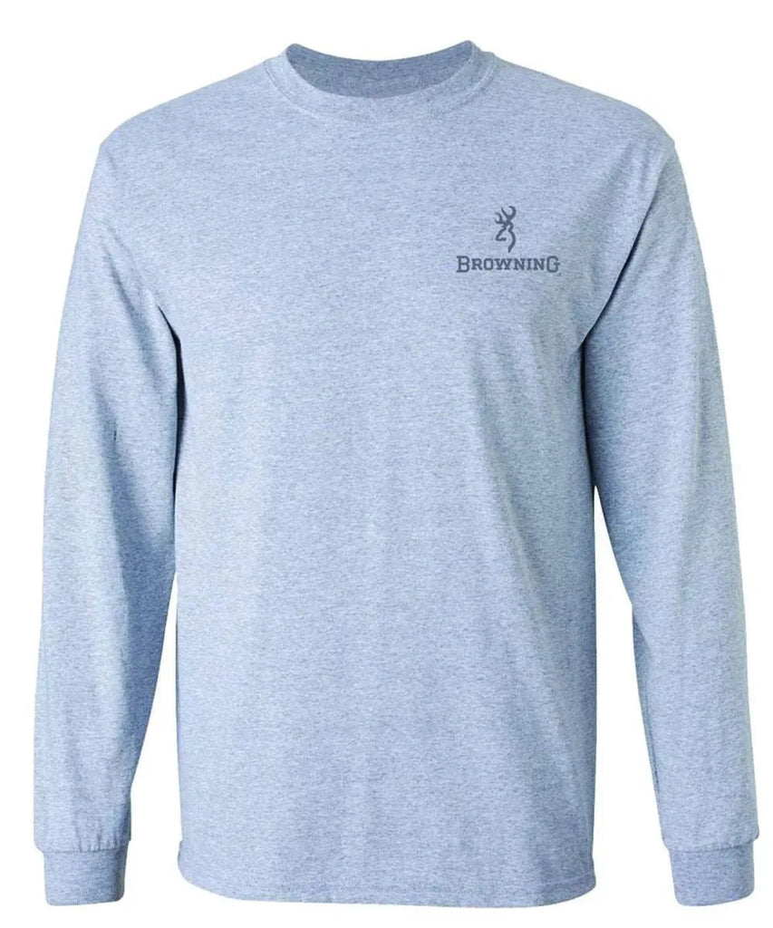 Browning Signature Buckmark (Sport Grey) - Mens Long Sleeve T-Shirt (Closeout)