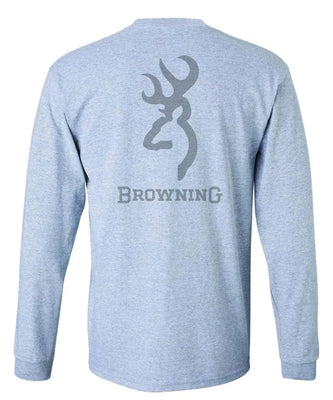 Browning Signature Buckmark (Sport Grey) - Mens Long Sleeve T-Shirt (Closeout)