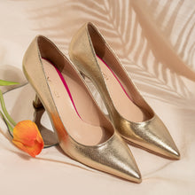 Load image into Gallery viewer, The Brunello Gold Leather Pump Women Shoe