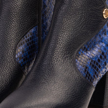 Load image into Gallery viewer, The Saturn Sax Blue Pythn Leather Block Heel  Women Boot