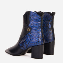 Load image into Gallery viewer, The Saturn Sax Blue Pythn Leather Block Heel  Women Boot