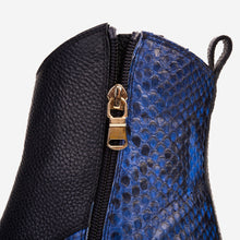 Load image into Gallery viewer, The Saturn Sax Blue Pythn Leather Block Heel  Women Boot