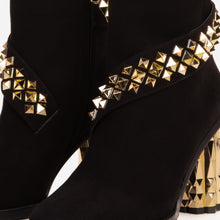 Load image into Gallery viewer, The Metal Black Suede Leather Block Heel Women Boot