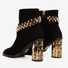 Load image into Gallery viewer, The Metal Black Suede Leather Block Heel Women Boot