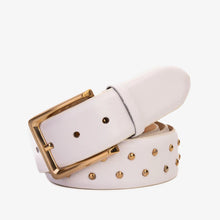 Load image into Gallery viewer, The Jupiter White Leather Spike Leather Belt