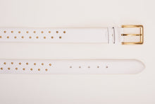 Load image into Gallery viewer, The Jupiter White Leather Spike Leather Belt