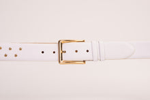 Load image into Gallery viewer, The Jupiter White Leather Spike Leather Belt