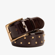 Load image into Gallery viewer, The Jupiter Burgundy Patent Leather Spike Leather Belt