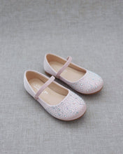 Load image into Gallery viewer, Satin Maryjane Flats with Rhinestones Embellishment