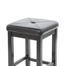Load image into Gallery viewer, Set of 2 - Black 24-inch Backless Barstools with Faux Leather Seat