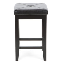 Load image into Gallery viewer, Set of 2 - Black 24-inch Backless Barstools with Faux Leather Seat