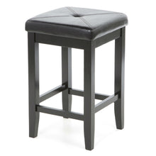 Load image into Gallery viewer, Set of 2 - Black 24-inch Backless Barstools with Faux Leather Seat