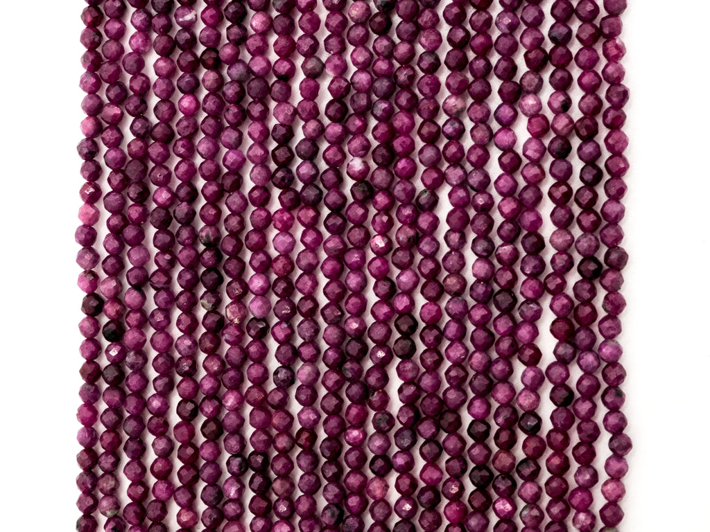High Quality Natural Ruby Faceted Round 3mm Beads