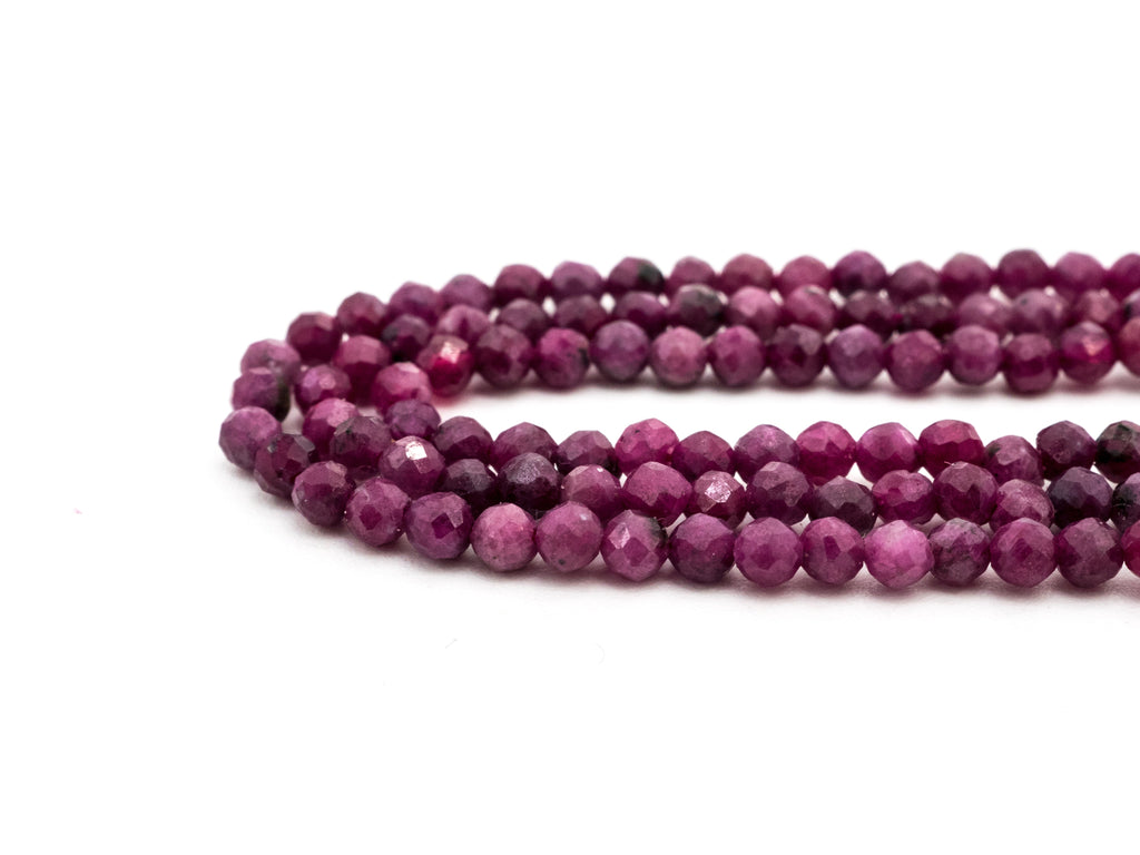 High Quality Natural Ruby Faceted Round 3mm Beads