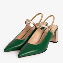 Load image into Gallery viewer, The Pompei Green Leather Women Slingback Sandal