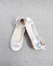 Load image into Gallery viewer, White New Lace Ballet Flats with Ankle Strap