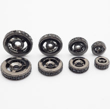 Load image into Gallery viewer, Micro Pave Black CZ On Black Wheel Spacer Beads, Cubic Zirconia Wheel Round Spacer Beads,Pave Beads,6/8/10/12mm, sku#C72