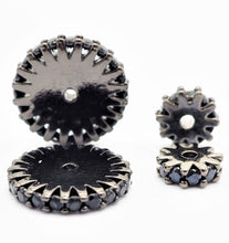 Load image into Gallery viewer, Black CZ Micro Pave On Black Flower Wheel Spacer Beads, Cubic Zirconia Coin Spacer Beads, Micro Pave Beads,6/8/10/12mm, sku#C73