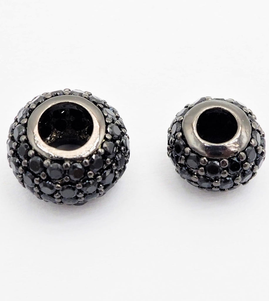 Black CZ Pave On Black Rondelle Big Hole Spacer Beads, Cubic Zirconia Rondelle Spacer Beads, Pave Beads,6x8/6x10mm, sku#C75