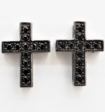 Load image into Gallery viewer, Black CZ Micro Pave On Black Cross Spacer Beads, Cubic Zirconia Cross Space Beads, Cross Charm, 10x13x4mm, SKU#C79
