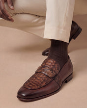 Load image into Gallery viewer, The Dorian Tan Python ; Baby Buffalo Leather Loafer Men Shoe