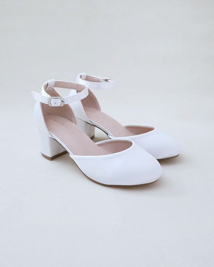 Girls Satin Block Heel