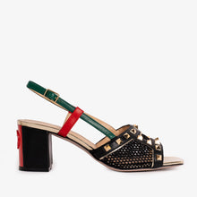 Load image into Gallery viewer, The Linea Black Leather Women Slingback Sandal