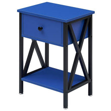 Load image into Gallery viewer, Set of 2 - 1 Drawer Nightstand in Dark Blue and Black