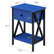 Load image into Gallery viewer, Set of 2 - 1 Drawer Nightstand in Dark Blue and Black
