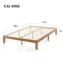 Load image into Gallery viewer, California King size Solid Wood Platform Bed Frame in Natural Wooden Finish