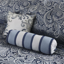 Load image into Gallery viewer, California King 12-piece Reversible Microfiber Comforter Set Navy Blue White