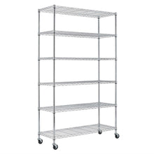 Load image into Gallery viewer, Heavy Duty 6-Shelf Metal Storage Rack Shelving Unit with Casters