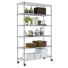 Load image into Gallery viewer, Heavy Duty 6-Shelf Metal Storage Rack Shelving Unit with Casters