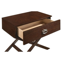 Load image into Gallery viewer, Cappuccino Brown Wood 1-Drawer End Table Nightstand with X Legs