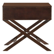 Load image into Gallery viewer, Cappuccino Brown Wood 1-Drawer End Table Nightstand with X Legs