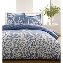 Load image into Gallery viewer, Full / Queen 100-Percent Cotton 3-Piece Comforter Set with Blue White Floral Branch Pattern