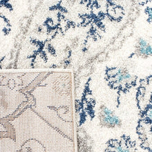 Load image into Gallery viewer, 3' x 5' Coastal Blue Grey Damask Indoor Area Rug