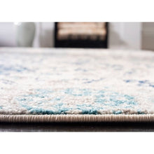 Load image into Gallery viewer, 5' x 7' Coastal Blue Grey Damask Indoor Area Rug