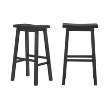 Load image into Gallery viewer, Set of 2 Farmhouse Bar Height Saddle Seat Barstool in Charcoal Black Wood Finish