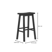 Load image into Gallery viewer, Set of 2 Farmhouse Bar Height Saddle Seat Barstool in Charcoal Black Wood Finish