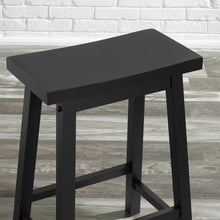 Load image into Gallery viewer, Set of 2 Farmhouse Counter Height Saddle Barstool in Charcoal Black Wood Finish
