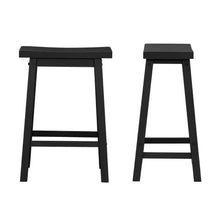 Load image into Gallery viewer, Set of 2 Farmhouse Counter Height Saddle Barstool in Charcoal Black Wood Finish