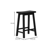 Load image into Gallery viewer, Set of 2 Farmhouse Counter Height Saddle Barstool in Charcoal Black Wood Finish