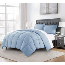 Load image into Gallery viewer, Queen Size Reversible Microfiber Down Alternative Comforter Set in Blue