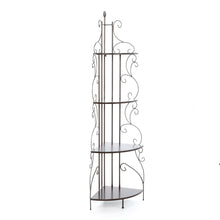 Load image into Gallery viewer, Ornate 4-Tier Metal Corner Bakers Rack Kitchen Dining Shelf
