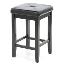 Load image into Gallery viewer, Set of 2 - Black Bar Stools 24-inch High w/ Cushion Faux Leather Seat
