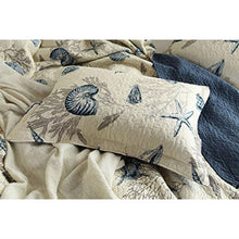 Load image into Gallery viewer, Queen size 100-Percent Cotton 3-Piece Bedspread Quilt Set Ocean Beach Sea Shells Marine Starfish