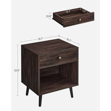 Load image into Gallery viewer, Mid-Century Modern 1-Drawer Nightstand End Table in Dark Brown Wood Finish