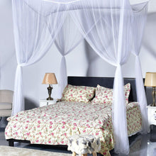 Load image into Gallery viewer, White 4-Post Bed Princess Canopy Net Mosquito Netting for Full or Queen size Beds